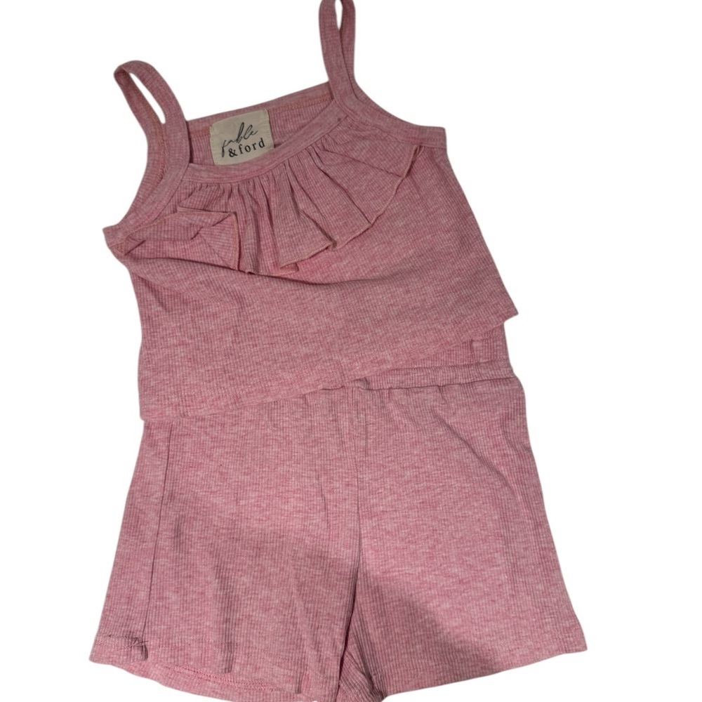 FABLE & FORD Pink Ribbed Ruffled Set - size 3